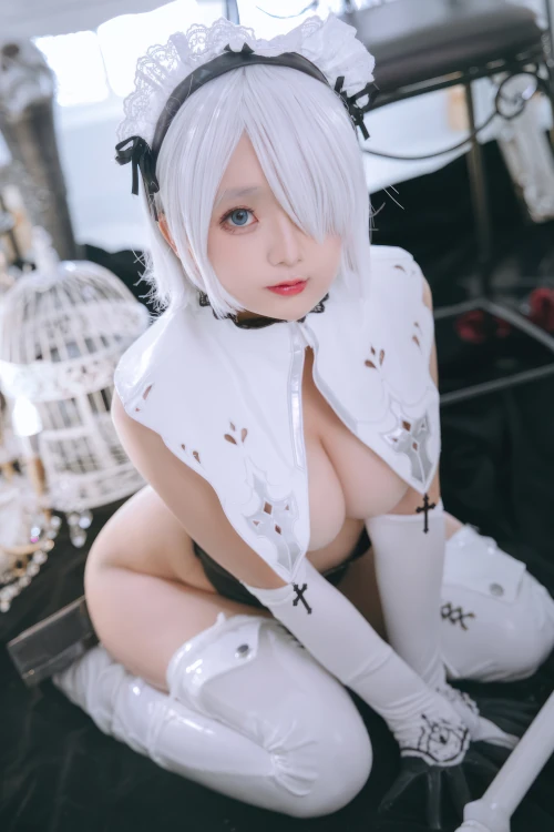 Cosplay Rinaijiao日奈娇 2B奶盖女仆 Set.02